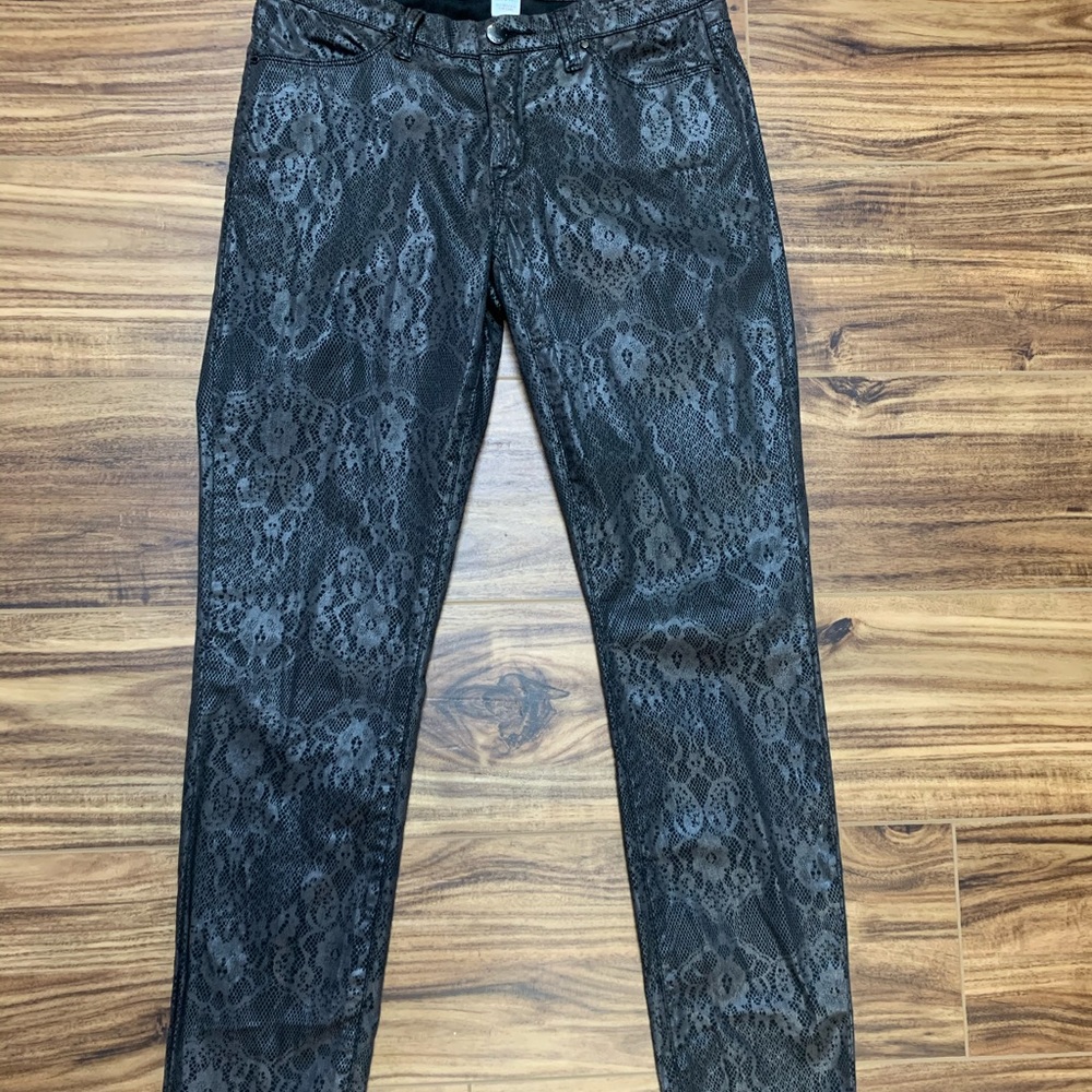 Cache Black Snake-Print Straight Leg Jeans